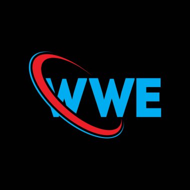 WWE logosu. WWE mektubu. WWE mektup logosu tasarımı. Çember ve büyük harfli monogram logosuna bağlı WWE logosu. WWE teknoloji, iş ve emlak markası tipografisi.