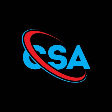 CSA logosu. CSA mektubu. CSA harf logosu tasarımı. Çember ve büyük harfli monogram logosuna bağlı baş harfler. Teknoloji, iş ve emlak markası için CSA tipografisi.