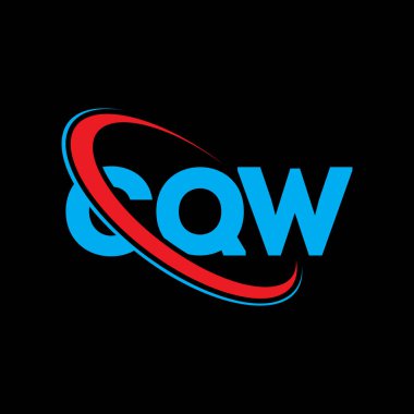 CQW logosu. CQW mektubu. CQW harf logosu tasarımı. Çember ve büyük harfli monogram logosuna bağlı baş harfler. Teknoloji, iş ve emlak markası için CQW tipografisi.