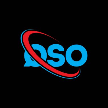 QSO logosu. QSO mektubu. QSO harfi logo tasarımı. Çember ve büyük harfli monogram logosuna bağlı baş harfler QSO logosu. Teknoloji, iş ve emlak markası için QSO tipografisi.
