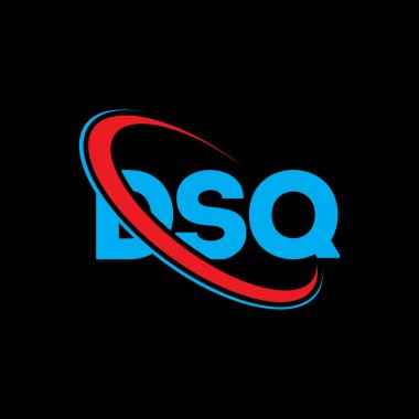 DSQ logosu. DSQ mektubu. DSQ harf logosu tasarımı. Daire ve büyük harfli monogram logosuna bağlı DSQ logosu. Teknoloji, iş ve emlak markası için DSQ tipografisi.