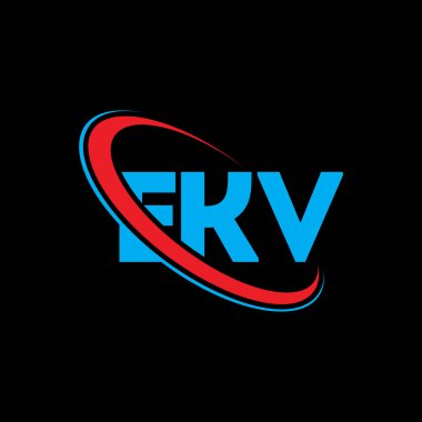 EKV logosu. EKV mektubu. EKV mektup logosu tasarımı. Çember ve büyük harfli monogram logosuyla birleştirilmiş EKV logosu. Teknoloji, iş ve emlak markası için EKV tipografisi.