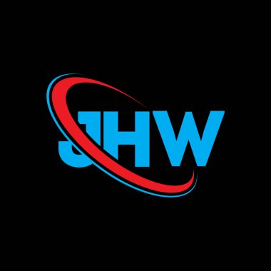 JHW logosu. JHW mektubu. JHW harf logosu tasarımı. Çember ve büyük harfli monogram logosuyla birleştirilmiş JHW logosu. Teknoloji, iş ve emlak markası için JHW tipografisi.