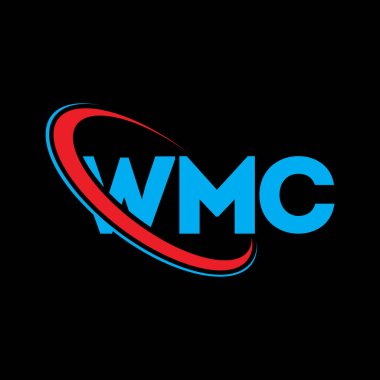 WMC logosu. WMC mektubu. WMC mektup logosu tasarımı. Çember ve büyük harfli monogram logosuna bağlı baş harfler WMC logosu. Teknoloji, iş ve emlak markası için WMC tipografisi.