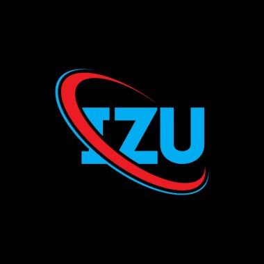 IZU logosu. IZU mektubu. IZU harf logosu tasarımı. Daire ve büyük harfli monogram logosuna bağlı ilk IZU logosu. Teknoloji, iş ve emlak markası için IZU tipografisi.