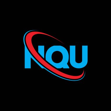 NQU logosu. NQU mektubu. NQU harf logosu tasarımı. Çember ve büyük harfli monogram logosuna bağlı NQU logosunun baş harfleri. Teknoloji, iş ve emlak markası için NQU tipografisi.