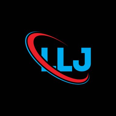 LLJ logosu. LLJ mektubu. LLJ harf logosu tasarımı. Çember ve büyük harfli monogram logosuyla birleştirilmiş LLJ logosu. Teknoloji, iş ve emlak markası için LLJ tipografisi.