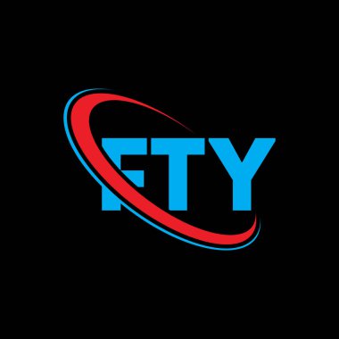 FTY logosu. FTY mektubu. FTY mektup logosu tasarımı. Çember ve büyük harfli monogram logosuna bağlı FTY logosunun baş harfleri. Teknoloji, iş ve emlak markası için FTY tipografisi.