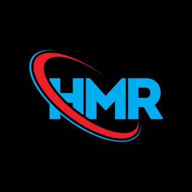 HMR logosu. HMR mektubu. HMR harf logosu tasarımı. Çember ve büyük harfli monogram logosuna bağlı HMR logosu. Teknoloji, iş ve emlak markası için HMR tipografisi.