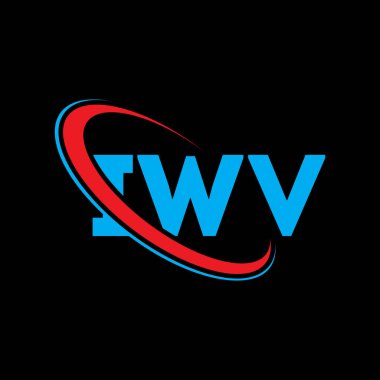 IWV logosu. IWV mektubu. IWV mektup logosu tasarımı. Daire ve büyük harfli monogram logosuna bağlı ilk IWV logosu. Teknoloji, iş ve emlak markası için IWV tipografisi.