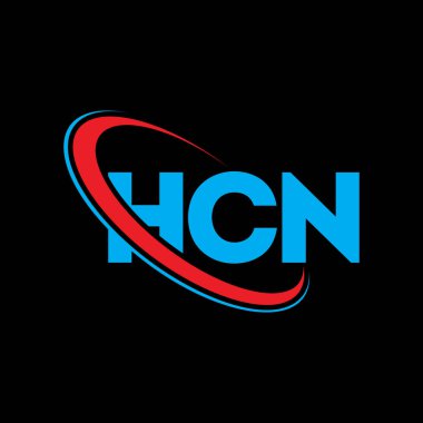 HCN logosu. HCN mektubu. HCN harf logosu tasarımı. Çember ve büyük harfli monogram logosuyla HCN logosunun baş harfleri. Teknoloji, iş ve emlak markası için HCN tipografisi.