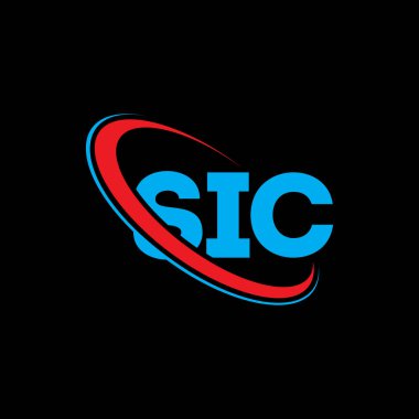 SIC logosu. SIC mektubu. SIC harf logosu tasarımı. Çember ve büyük harfli monogram logosuna bağlı ilk SIC logosu. Teknoloji, iş ve emlak markası için SIC tipografi.