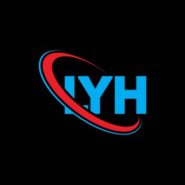 LYH logosu. LYH mektubu. LYH harf logosu tasarımı. Çember ve büyük harfli monogram logosuna bağlı ilk LYH logosu. Teknoloji, iş ve emlak markası için LYH tipografisi.