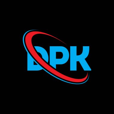 DPK logosu. DPK mektubu. DPK mektup logosu tasarımı. Çember ve büyük harfli monogram logosuyla birleştirilmiş DPK logosu. Teknoloji, iş ve emlak markası için DPK tipografisi.