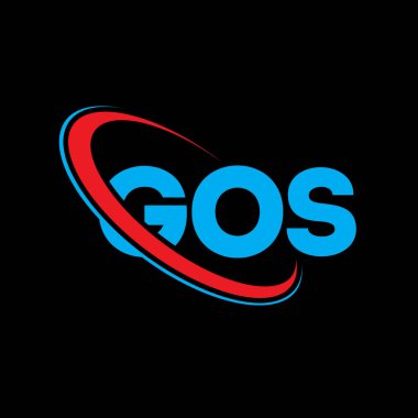 GOS logosu. Tanrı 'nın mektubu. GOS harfi logo tasarımı. Çember ve büyük harfli monogram logosuna bağlı GOS logosu. Teknoloji, iş ve emlak markası için GOS tipografisi.
