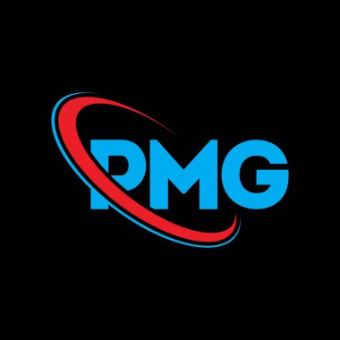 PMG logosu. PMG mektubu. PMG harf logosu tasarımı. Çember ve büyük harfli monogram logosuna bağlı baş harfler. Teknoloji, iş ve emlak markası için PMG tipografisi.