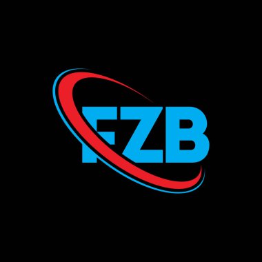 FZB logosu. FZB harfi. FZB harfli logo tasarımı. Çember ve büyük harfli monogram logosuna bağlı FZB logosu. Teknoloji, iş ve emlak markası için FZB tipografisi.