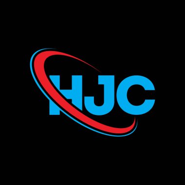 HJC logosu. HJC mektubu. HJC mektup logosu tasarımı. Çember ve büyük harfli monogram logosuyla HJC logosunun baş harfleri. Teknoloji, iş ve emlak markası için HJC tipografisi.