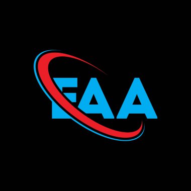 EAA logosu. EAA mektubu. EAA mektup logosu tasarımı. Çember ve büyük harfli monogram logosuna bağlı ilk EAA logosu. Teknoloji, iş ve emlak markası için EAA tipografisi.