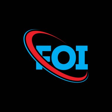 FOI logosu. FOI mektubu. FOI harf logosu tasarımı. Çember ve büyük harfli monogram logosuna bağlı FOI logosu. Teknoloji, iş ve emlak markası için FOI tipografisi.