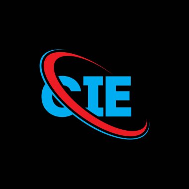 CIE logosu. Mektup. CIE mektup logosu tasarımı. Çember ve büyük harfli monogram logosuyla birleştirilmiş CIE logosu. Teknoloji, iş ve emlak markası için CIE tipografisi.