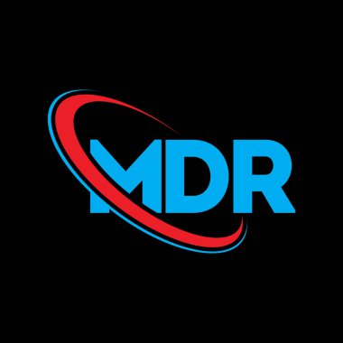 MDR logosu. MDR mektubu. MDR harf logosu tasarımı. Çember ve büyük harfli monogram logosuna bağlı baş harfler MDR logosu. Teknoloji, iş ve emlak markası için MDR tipografisi.