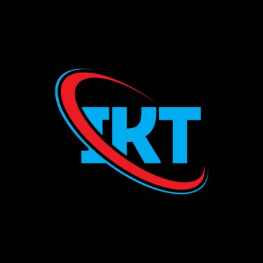 IKT logosu. IKT mektubu. IKT harf logosu tasarımı. Çember ve büyük harfli monogram logosuna bağlı baş harfler IKT logosu. Teknoloji, iş ve emlak markası için IKT tipografisi.