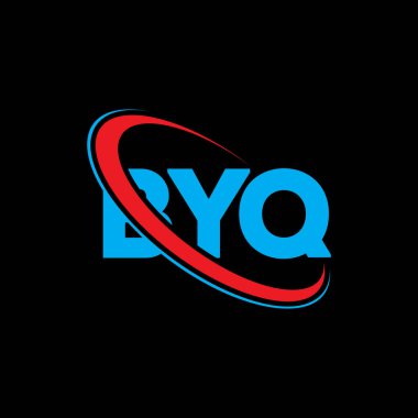 BYQ logosu. BYQ mektubu. BYQ harf logosu tasarımı. Daire ve büyük harfli monogram logosuna bağlı baş harfler. Teknoloji, iş ve emlak markası için BYQ tipografisi.