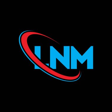 LNM logosu. LNM mektubu. LNM mektup logosu tasarımı. Çember ve büyük harfli monogram logosuna bağlı ilk LNM logosu. Teknoloji, iş ve emlak markası için LNM tipografisi.