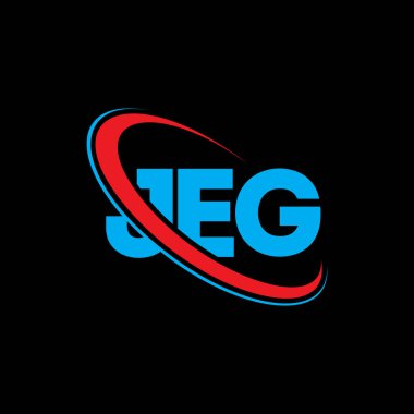 JEG logosu. JEG mektubu. JEG harf logosu tasarımı. Daire ve büyük harfli monogram logosuyla birleştirilmiş JEG logosu. Teknoloji, iş ve emlak markası için JEG tipografisi.