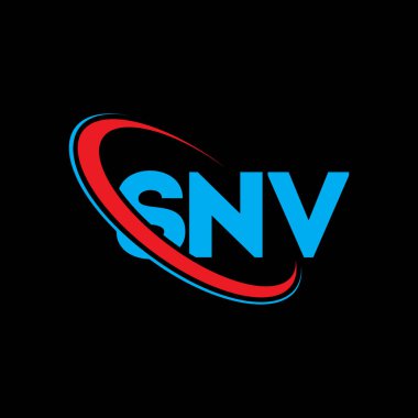 SNV logosu. SNV mektubu. SNV harf logosu tasarımı. Çember ve büyük harfli monogram logosuna bağlı baş harfler SNV logosu. Teknoloji, iş ve emlak markası için SNV tipografisi.