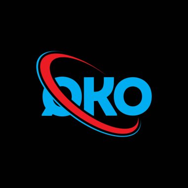 QKO logosu. QKO harfi. QKO harf logo tasarımı. Çember ve büyük harfli monogram logosuna bağlı baş harfler QKO logosu. Teknoloji, iş ve emlak markası için QKO tipografisi.