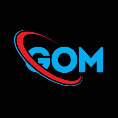 GOM logosu. GOM mektubu. GOM harfi logo tasarımı. Çember ve büyük harfli monogram logosuna bağlı GOM logosu. Teknoloji, iş ve emlak markası için GOM tipografisi.