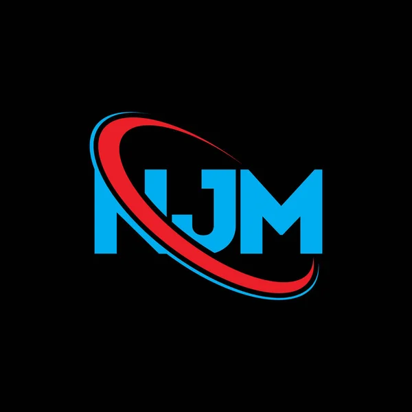 Logo Njm Lettre Njm Njm Lettre Logo Design Initiales Logo — Image vectorielle