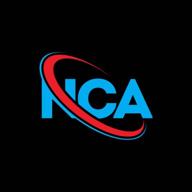 NCA logosu. NCA mektubu. NCA mektup logosu tasarımı. Çember ve büyük harfli monogram logosuna bağlı baş harfler NCA logosu. Teknoloji, iş ve emlak markası için NCA tipografisi.