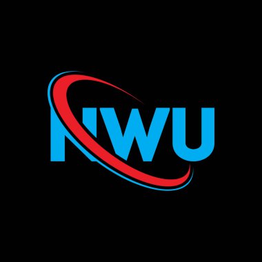 NWU logosu. NWU mektubu. NWU mektup logosu tasarımı. Çember ve büyük harfli monogram logosuna bağlı NWU logosu. Teknoloji, iş ve emlak markası için NWU tipografisi.