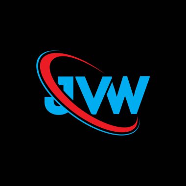 JVW logosu. JVW mektubu. JVW harf logosu tasarımı. Çember ve büyük harfli monogram logosuna bağlı baş harfler JVW. Teknoloji, iş ve emlak markası için JVW tipografisi.