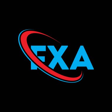 FXA logosu. FXA mektubu. FXA mektup logosu tasarımı. Çember ve büyük harfli monogram logosuna bağlı baş harfler FXA logosu. Teknoloji, iş ve emlak markası için FXA tipografisi.