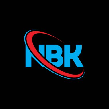 NBK logosu. NBK mektubu. NBK harf logosu tasarımı. Çember ve büyük harfli monogram logosuna bağlı NBK logosu. Teknoloji, iş ve emlak markası için NBK tipografisi.