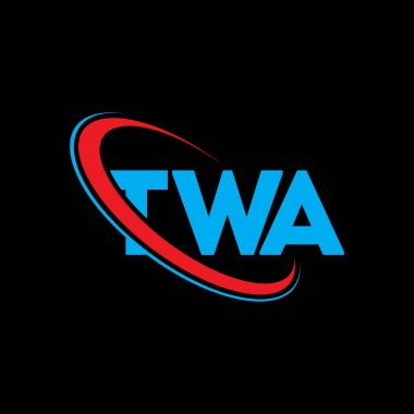 TWA logosu. TWA mektubu. TWA mektup logosu tasarımı. Çember ve büyük harfli monogram logosuna bağlı TWA logosu. Teknoloji, iş ve emlak markası için TWA tipografisi.