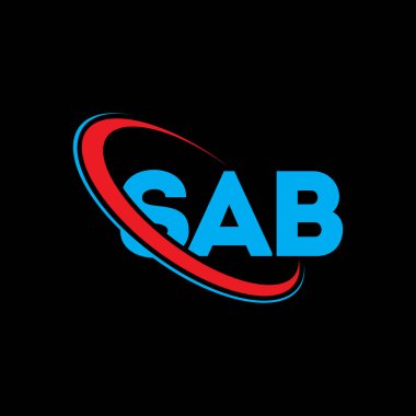 SAB logosu. SAB mektubu. SAB harfi logo tasarımı. Çember ve büyük harfli monogram logosuna bağlı SAB logosu. Teknoloji, iş ve emlak markası için SAB tipografisi.