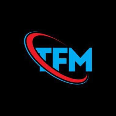 TFM logosu. TFM mektubu. TFM mektup logosu tasarımı. Çember ve büyük harfli monogram logosuna bağlı TFM logosu. Teknoloji, iş ve emlak markası için TFM tipografisi.