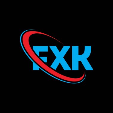 FXK logosu. FXK mektubu. FXK harf logosu tasarımı. Çember ve büyük harfli monogram logosuna bağlı FXK logosu. Teknoloji, iş ve emlak markası için FXK tipografisi.