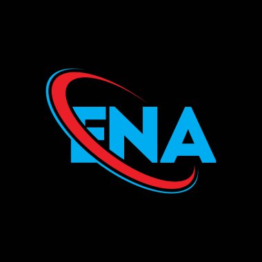 ENA logosu. ENA mektubu. ENA harfli logo tasarımı. Çember ve büyük harfli monogram logosuna bağlı ilk ENA logosu. Teknoloji, iş ve emlak markası için ENA tipografisi.