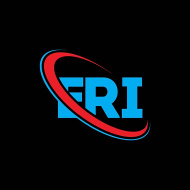 ERI logosu. ERI mektubu. ERI harf logosu tasarımı. Çember ve büyük harfli monogram logosuna bağlı ERI logosu. Teknoloji, iş ve emlak markası için ERI tipografisi.