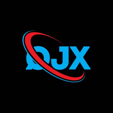 QJX logosu. QJX harfi. QJX harfli logo tasarımı. Çember ve büyük harfli monogram logosuna bağlı baş harfler QJX logosu. QJX teknoloji, iş ve gayrimenkul markası tipografisi.