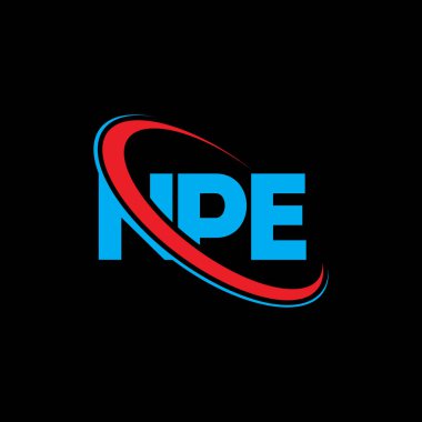 NPE logosu. NPE mektubu. NPE harf logosu tasarımı. Çember ve büyük harfli monogram logosuna bağlı NPE logosu. Teknoloji, iş ve emlak markası için NPE tipografisi.