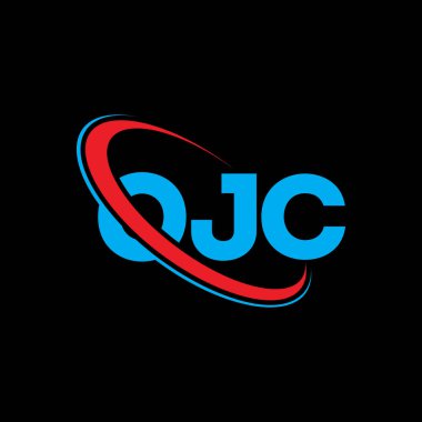 OJC logosu. OJC mektubu. OJC mektup logosu tasarımı. Çember ve büyük harfli monogram logosuna bağlı OJC logosu. Teknoloji, iş ve emlak markası için OJC tipografisi.