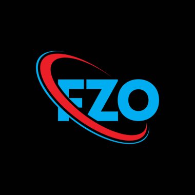 FZO logosu. FZO mektubu. FZO harf logosu tasarımı. Çember ve büyük harfli monogram logosuna bağlı baş harfler FZO logosu. Teknoloji, iş ve emlak markası için FZO tipografisi.