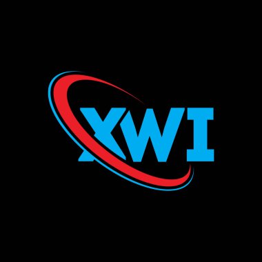 XWI logosu. XWI mektubu. XWI harfli logo tasarımı. Çember ve büyük harfli monogram logosuna bağlı baş harfler XWI logosu. Teknoloji, iş ve emlak markası için XWI tipografisi.